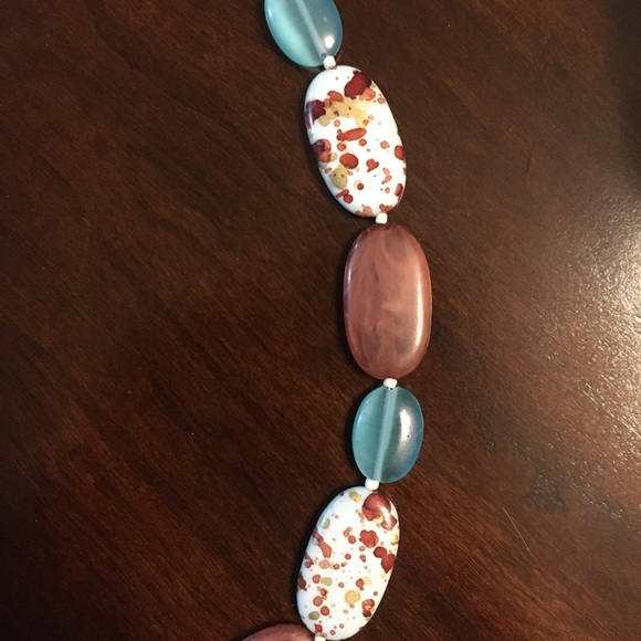 Chunky Beaded Necklace with Turquoise, Brown, and Speckled Beads - Picture 3 of 5